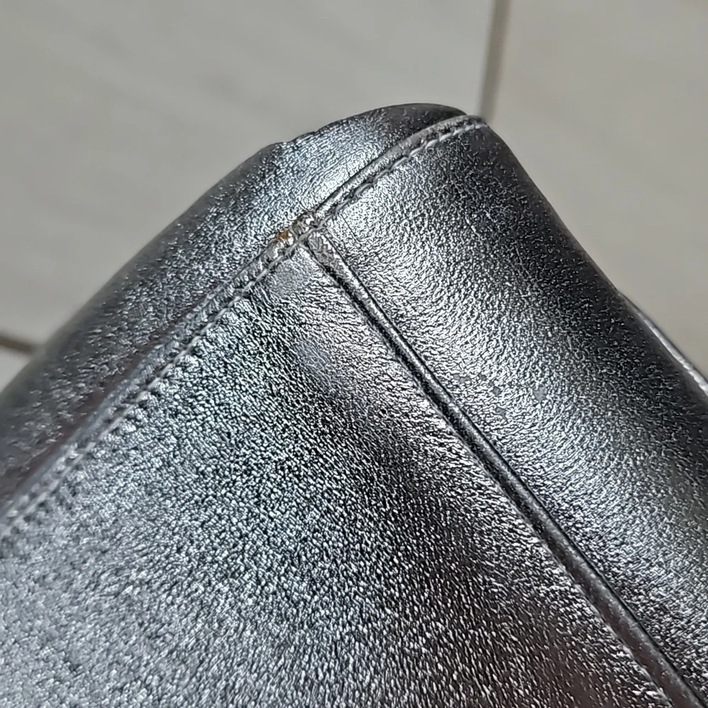 CHANEL Metallic Silver Mini Bag Chain Strap Turnlock w/Card - Picture 8 of 14